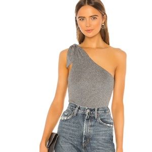 Lovers & Friends Silver One-Shoulder Bodysuit